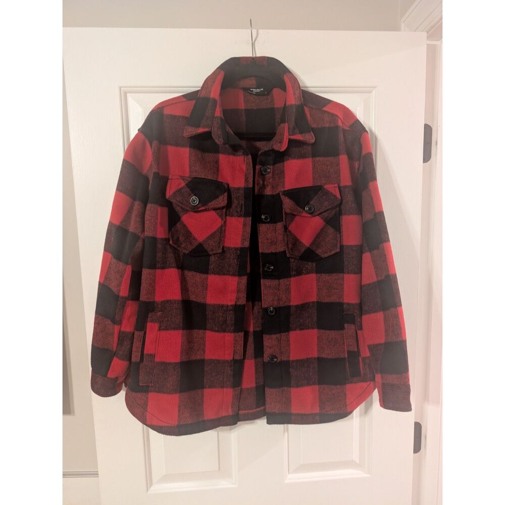 Member's Mark Red Black Buffalo Plaid Shacket Size S